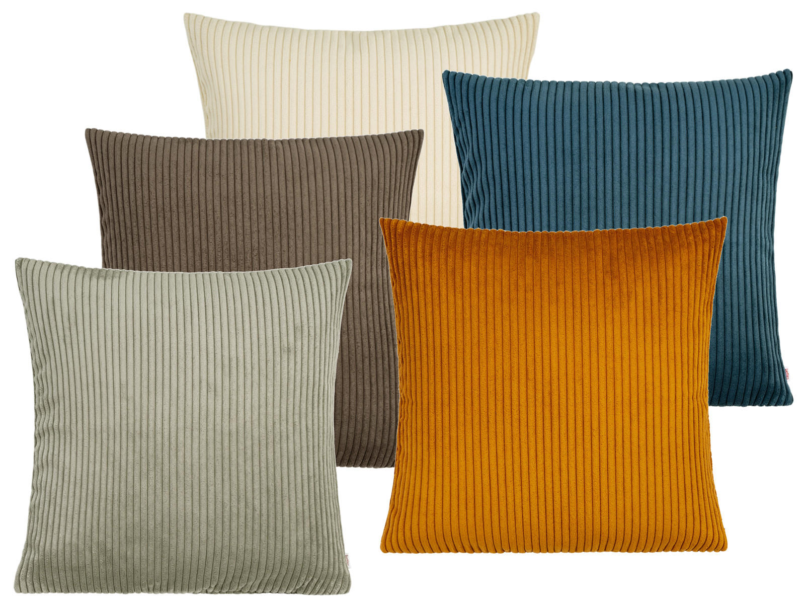 KISSENHÜLLE HYggelig No.2 Block Cord-Samt kurkuma-gelb 50/50 cm - Currygelb, Textil (50/50cm) - beties Heimtextil