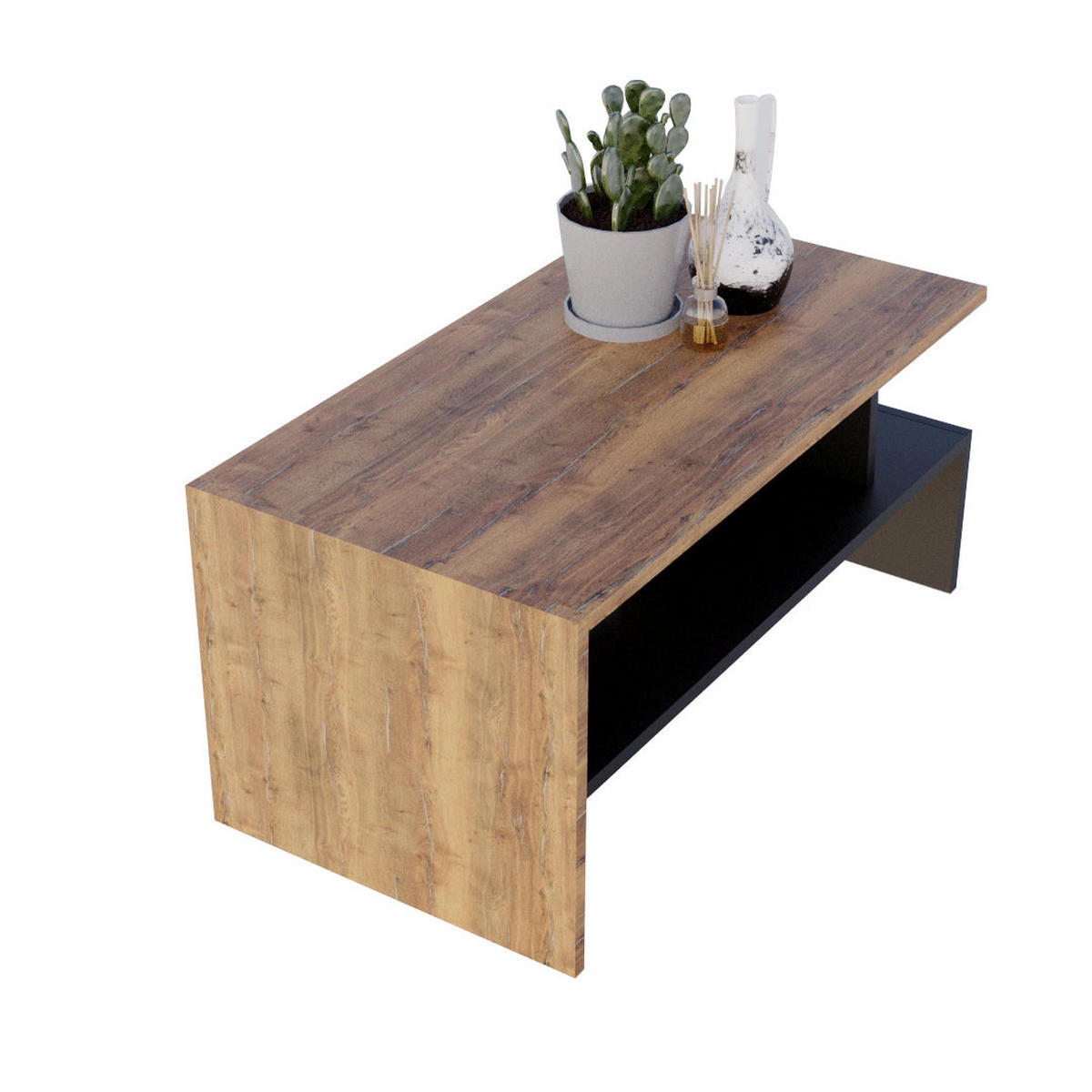 COUCHTISCH JULA 93 - Alteiche/Schwarz, Holz (50/93/45cm) - Mat-Haus