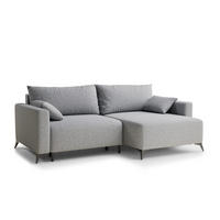 ECKSOFA MIT SCHLAFFUNKTION Leon Hellgrau Webstoff - Hellgrau/Schwarz, Holz/Holzwerkstoff (239/148cm) - Maison de Reve
