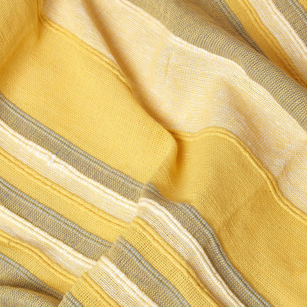 WOHNDECKE Morocco 150/200 cm, 100% Baumwolle gestreift - Gelb, Textil (150/200cm) - Homescapes