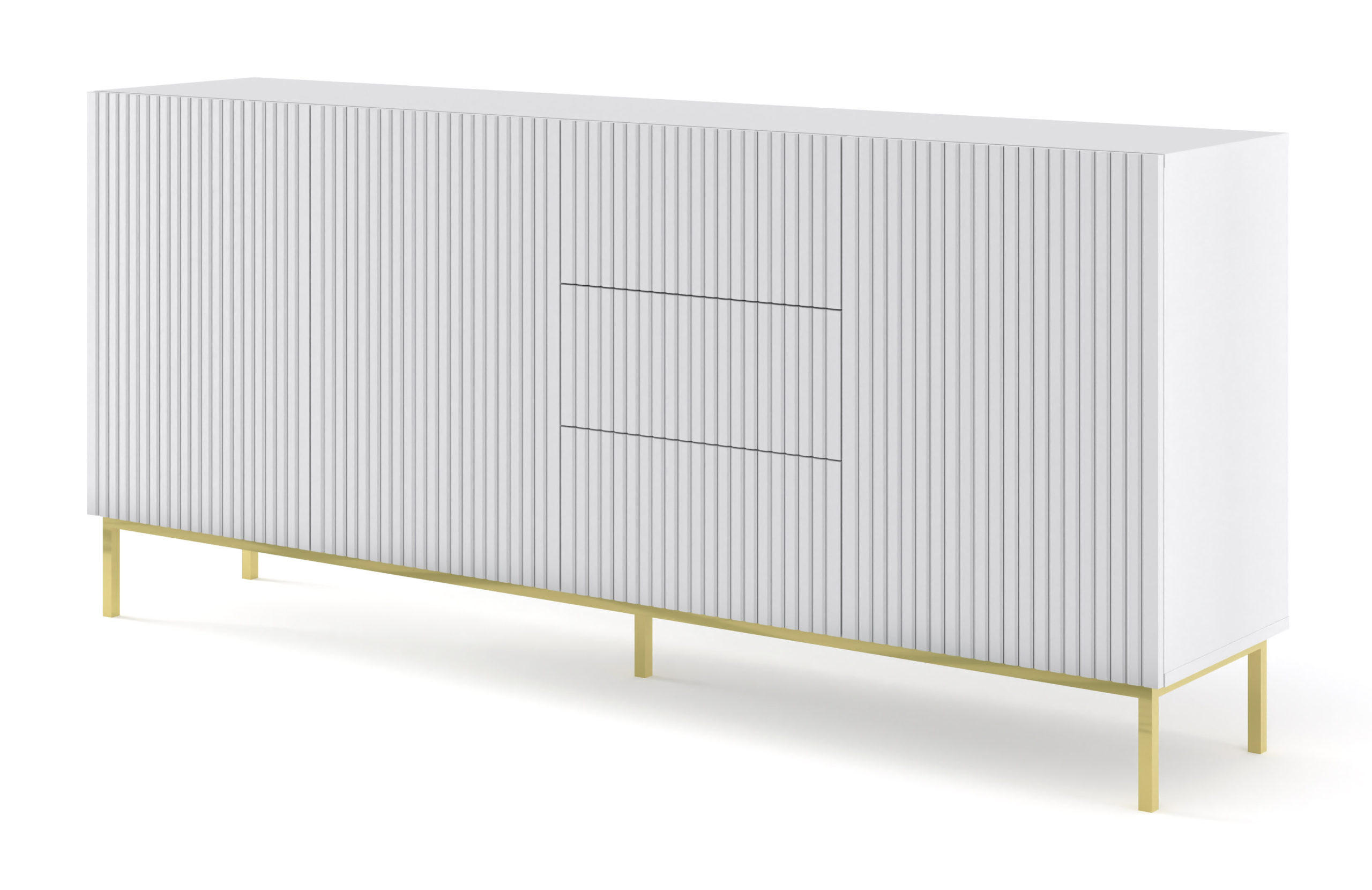 KOMMODE Weiß, Weiß, Gold 200/89/42 - Weiß, Holzwerkstoff (200/89/42cm) - RAUMHIRSCH FURNITURE