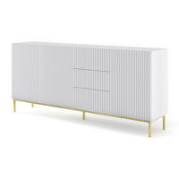 KOMMODE Weiß, Weiß, Gold 200/89/42 - Weiß, Holzwerkstoff (200/89/42cm) - RAUMHIRSCH FURNITURE