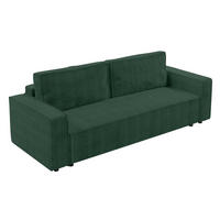BIGSOFA Aydin Sofa Grün 238/94/85 cm Cord mit Schlaffunktion Bettkasten - Dunkelgrün/Schwarz, Kunststoff/Textil (238/85/94cm) - AX Living
