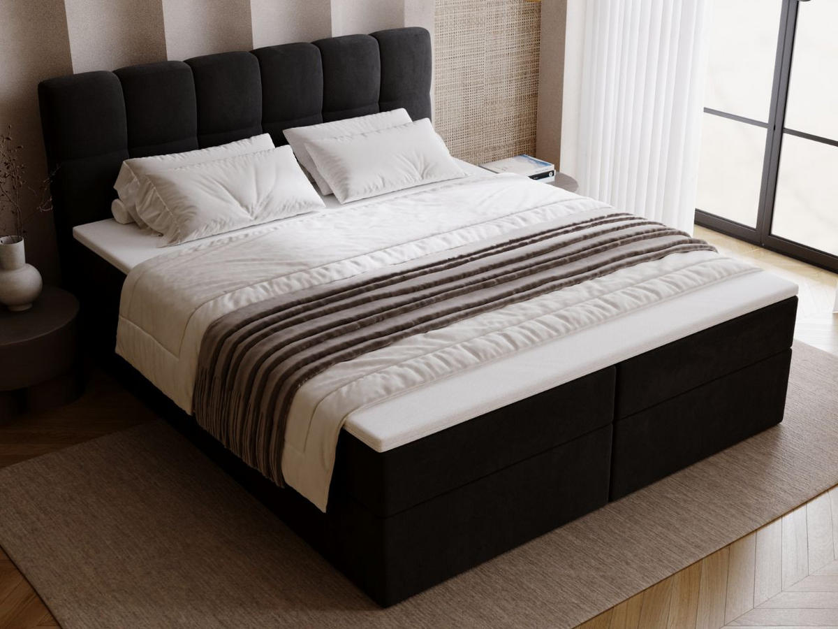 BOXBETT Maison 140x200 Schwarz - Schwarz, Holz/Textil (140/200cm) - Graingold