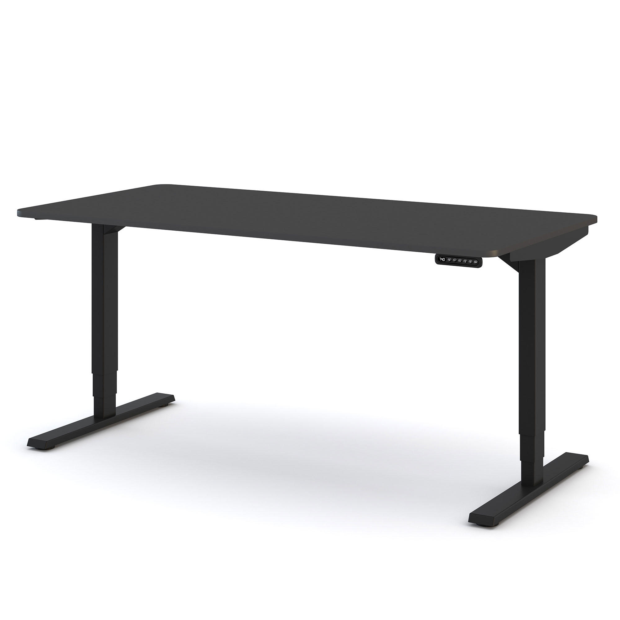 SCHREIBTISCH Elektrisch höhenverstellbarer Schreibtisch Y-Line Curved Anthrazit Schwarz 160/80/62-127cm - Anthrazit/Schwarz, Holzwerkstoff/Metall (80/160/127cm) - ASSMANN