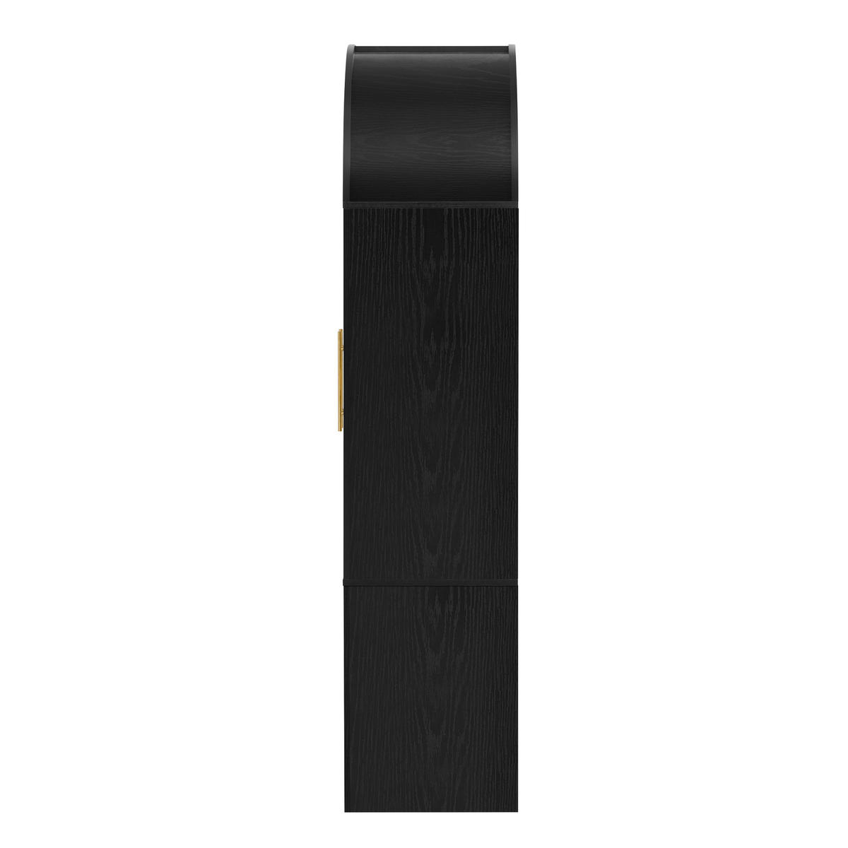HIGHBOARD DE-38326 76/40/180 cm mit transparentem Glas Schwarz - Schwarz, Holzwerkstoff (76.2/180/40cm) - ComfortXL