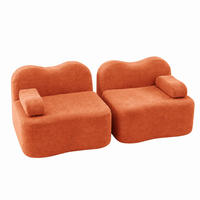 SOFA modular Wellenform Samt Orange - Orange, Holzwerkstoff (98/70/192cm) - Meubliv