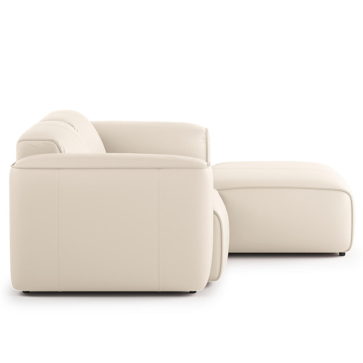 ECKSOFA mit XL-Longchair - Hellgrau/Schwarz, Leder/Kunststoff (260/171cm) - home24