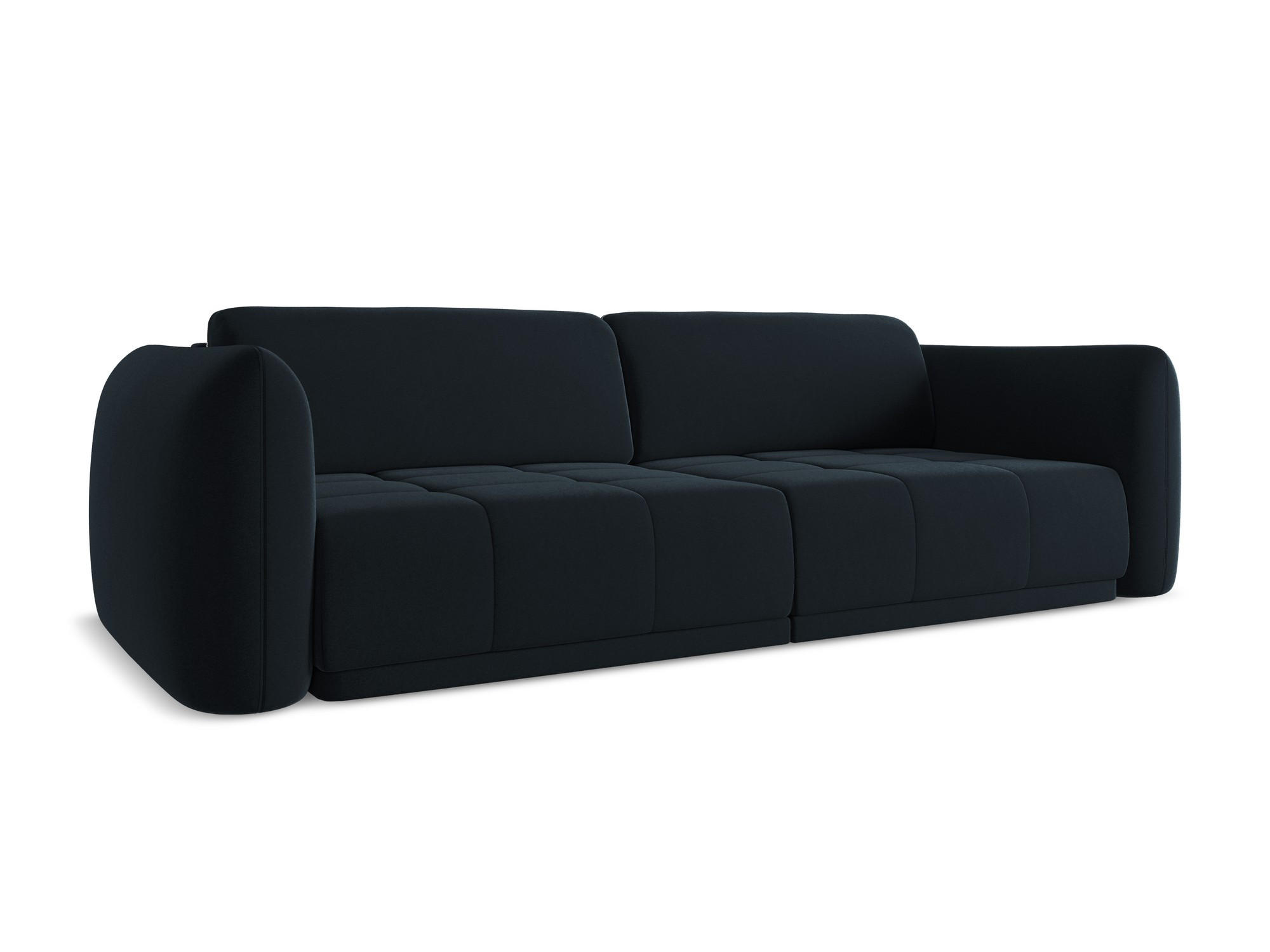 3-SITZER SOFA Samt Stoff Blau - Blau/Schwarz, Kunststoff/Textil (210/74/105cm) - Makamii