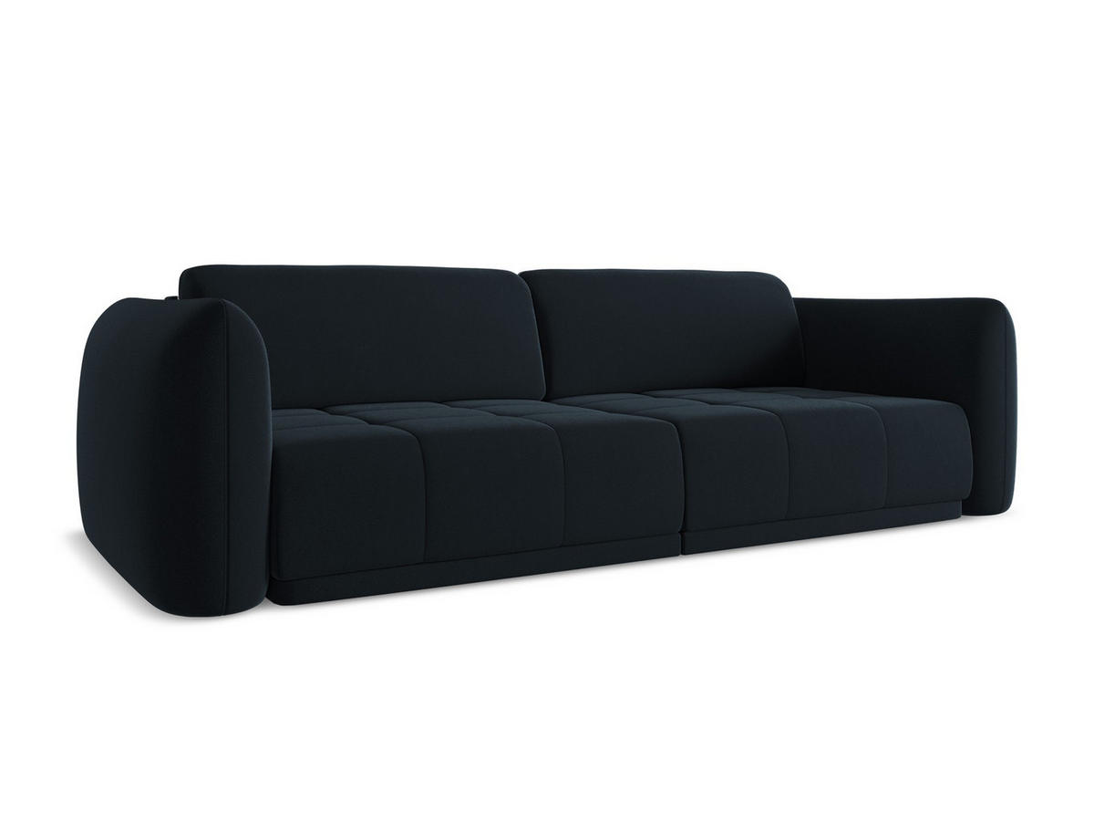 3-SITZER SOFA Samt Stoff Blau - Blau/Schwarz, Kunststoff/Textil (210/74/105cm) - Makamii