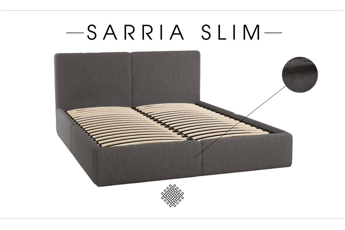 POLSTERBETT Doppelbett Sarria Slim Grau (Anthology 18) 140x200 cm - Grau, Textil (140/200cm) - Meblito