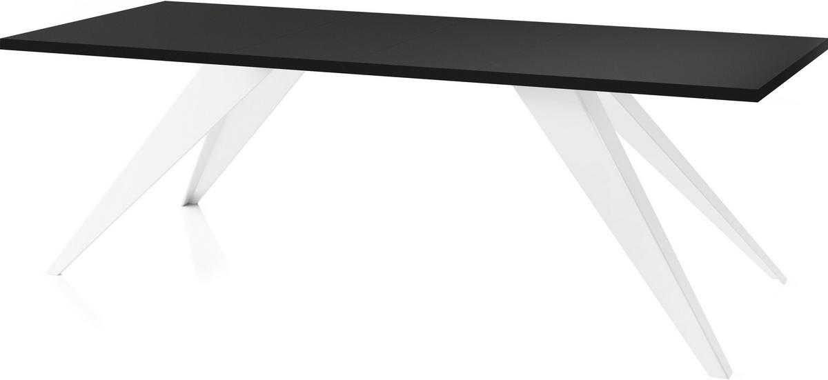ESSTISCH Vance Weiß rechteckig ausziehbar, Schwarz 160-260/90/76 cm - Schwarz/Weiß, Holzwerkstoff/Metall (160/90/76cm) - WFL GROUP