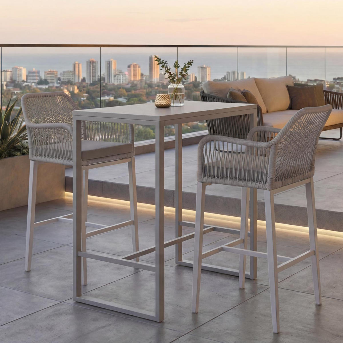 BARSKI STOL Svetlo siva - svetlo siva, tekstil (51/105/60cm) - MCW