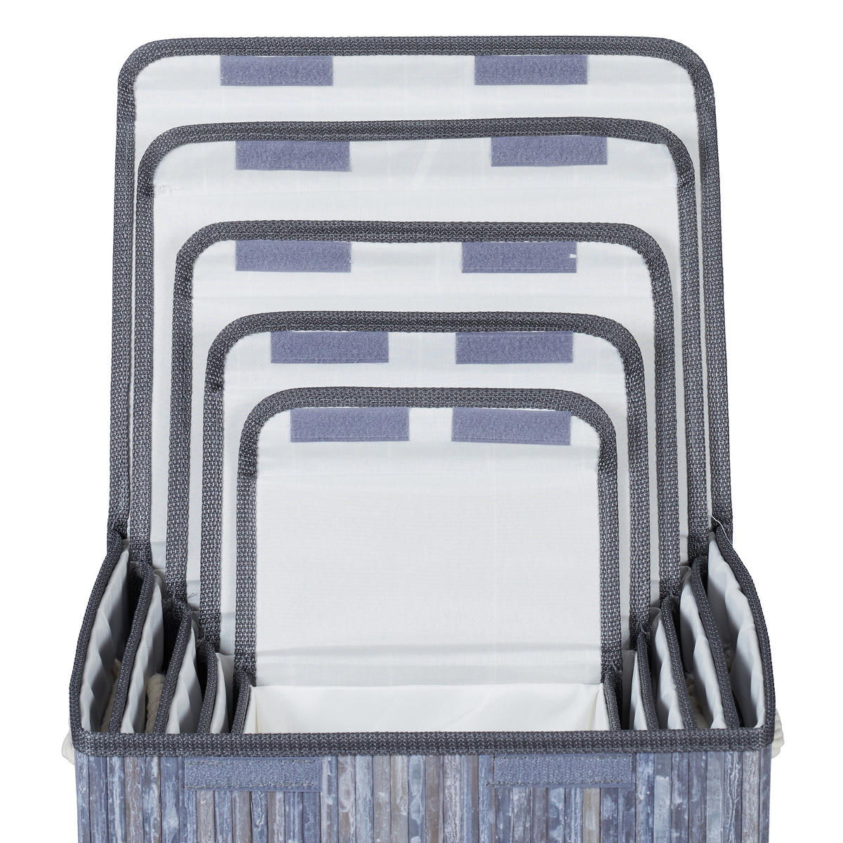 5TLG.AUFBEWAHRUNGSKORB - Grau, Holz/Wellpappe (37.5/23/27.5cm) - Relaxdays