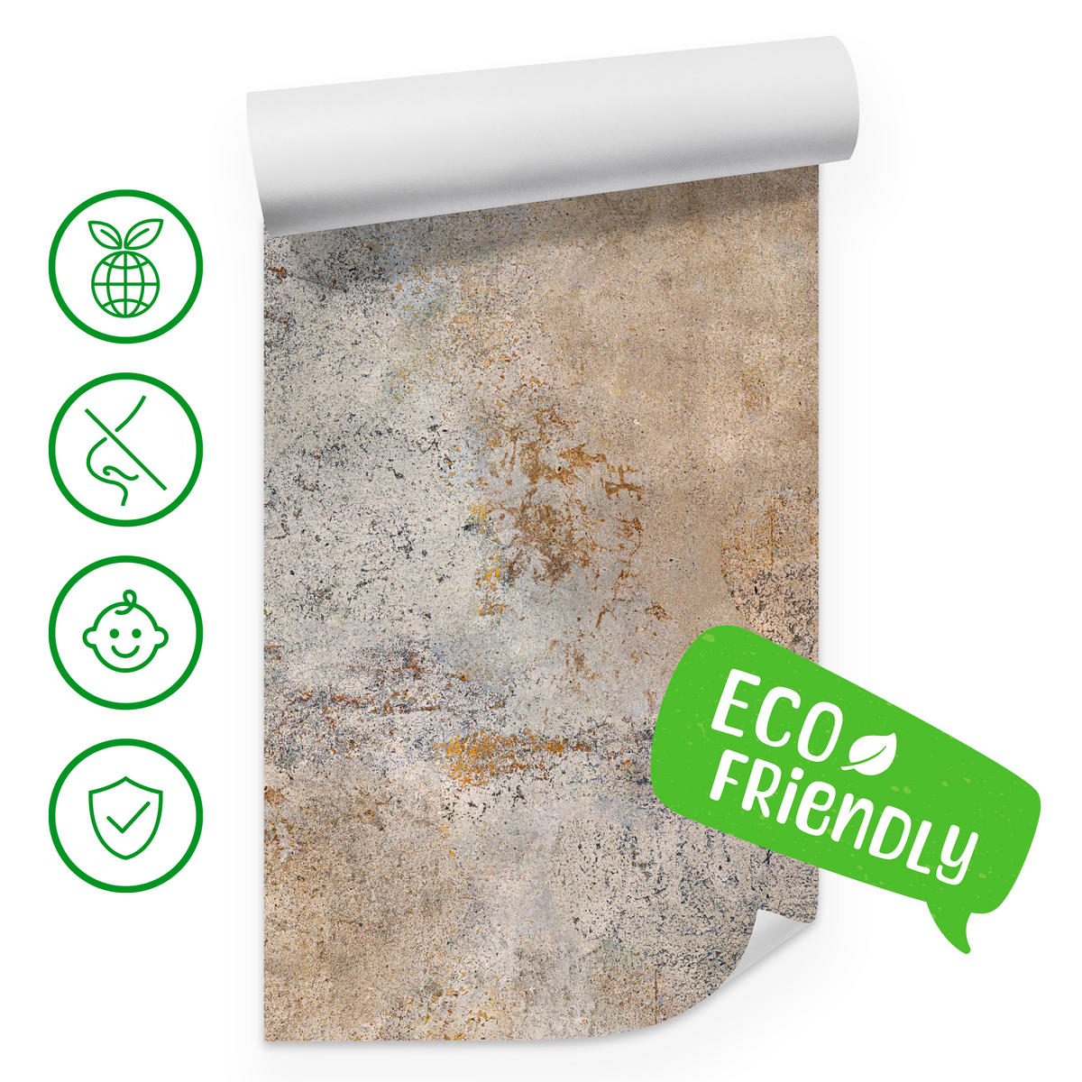 FOTOTAPETE für Wohnzimmer Grau Rost Beton Abstraktion 300x210 - Beige/Orange, Papier (300/210cm) - Muralo