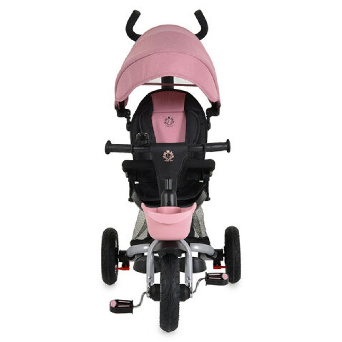 DREIRAD Flexy Lux 3 in 1 rosa pink Gummireifen, 360° drehbarer Sitz, Sonnendach, Getränkehalter - Rosa, Metall (75/52/110cm)