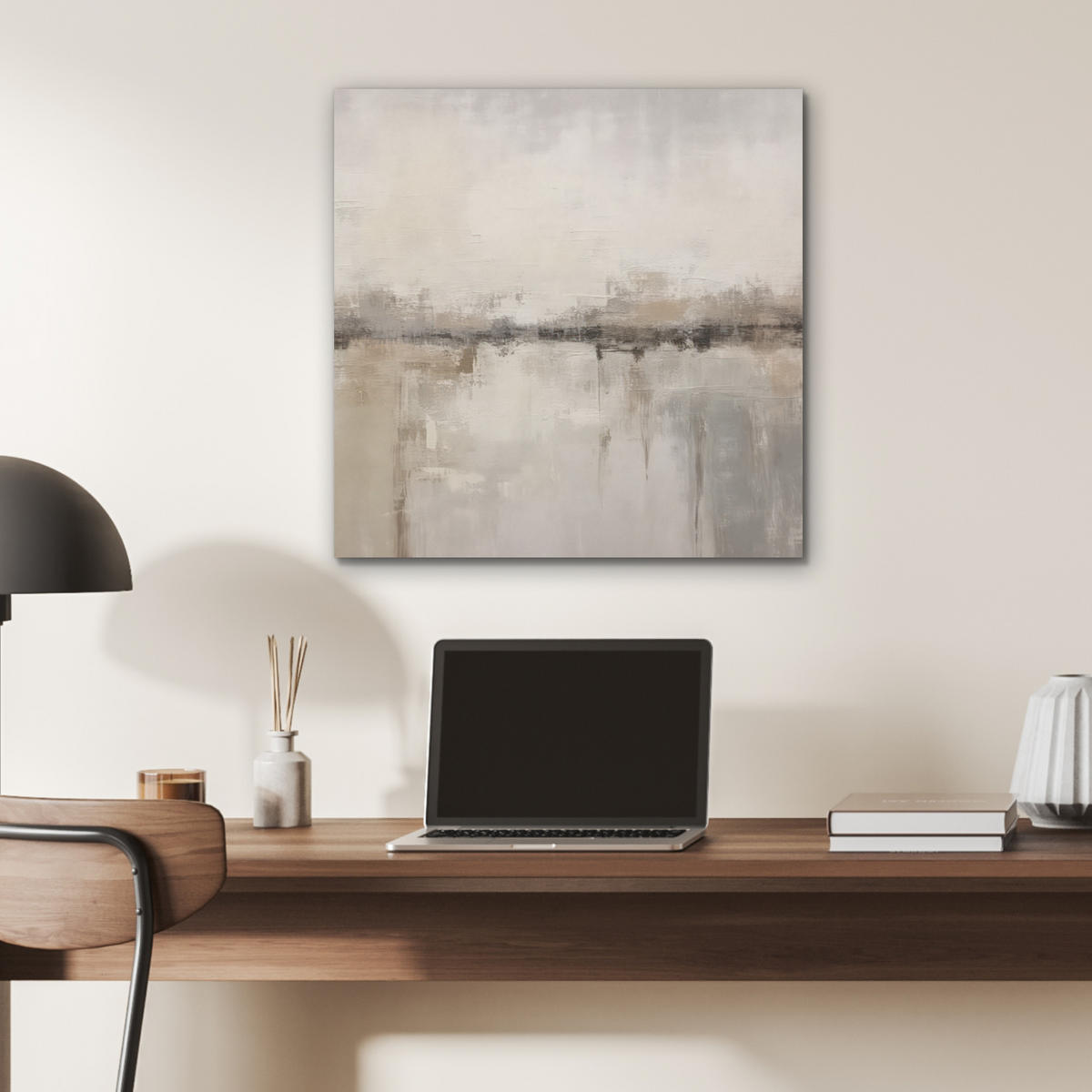 AKUSTIKBILD Moderne Kunst - Abstrakt - Beige Wandbilder 60x60 cm - Beige, Kunststoff (60/60/0.9cm) - MuchoWow