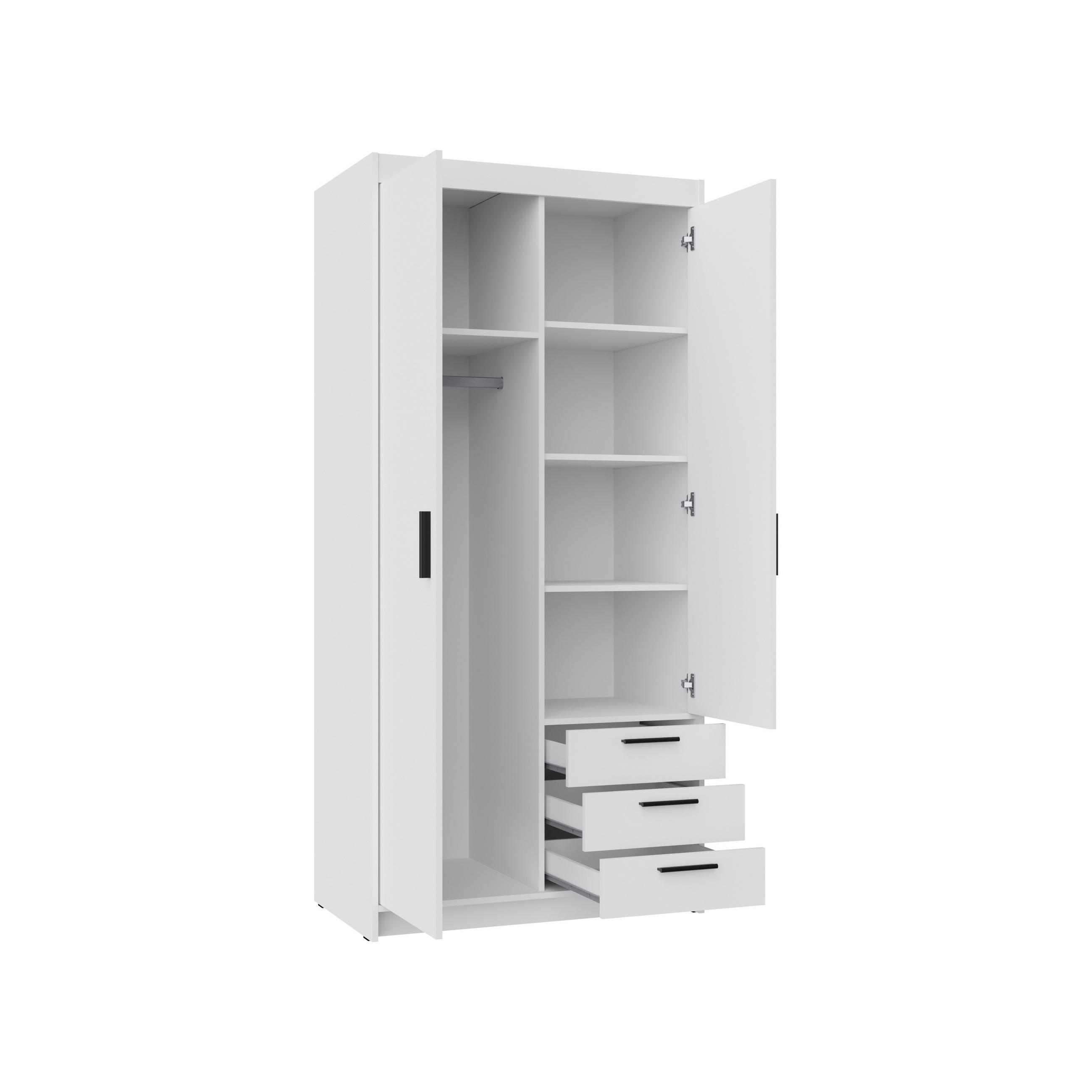 KLEIDERSCHRANK Storicos Eiche Lefkas 89,7/190,5/53 cm - 2T3S Modern mit Schubladen - Braun, Holzwerkstoff/Kunststoff (89.8/190.5/53cm) - AX Living