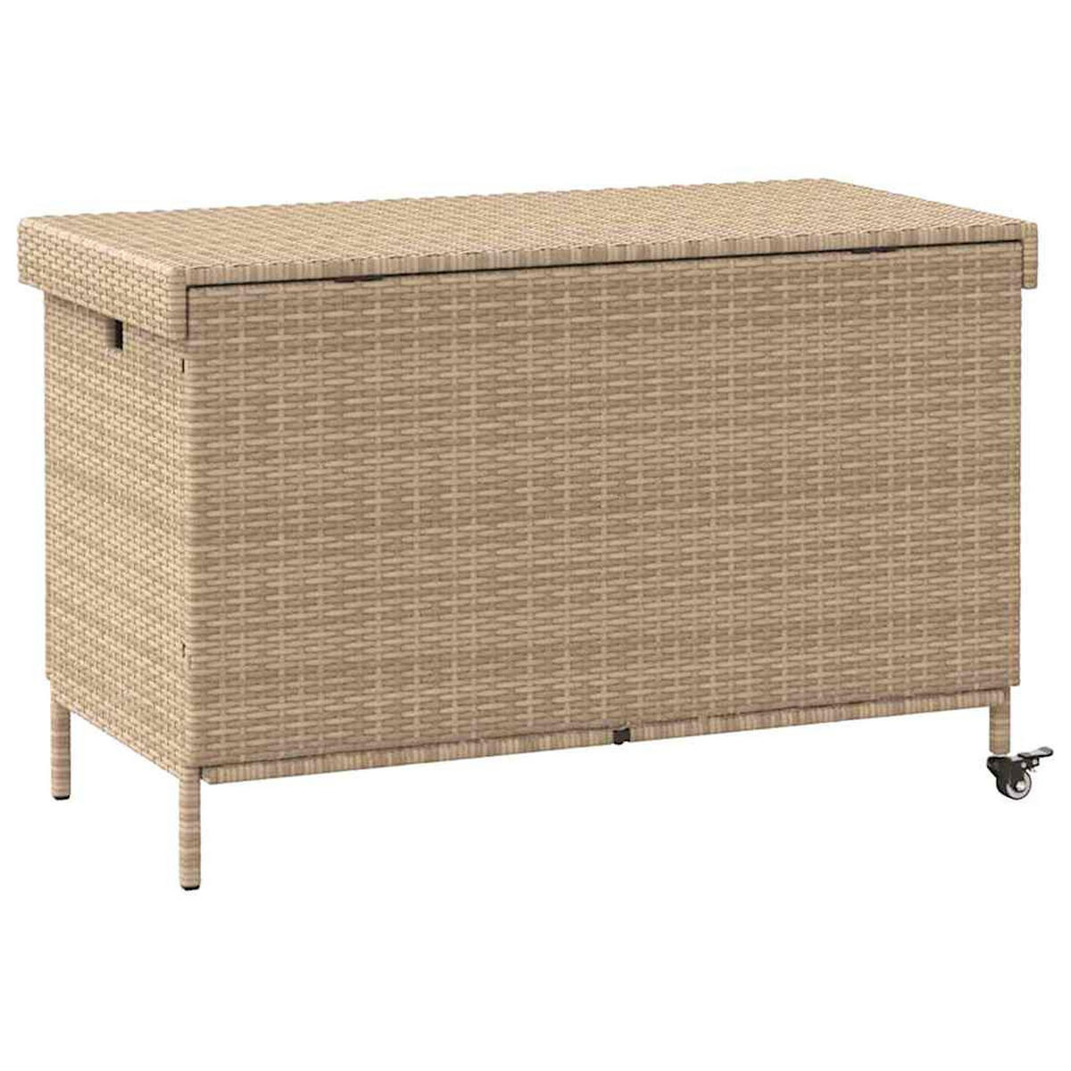 GARTENTRUHE Mit Rollen Beige 110/55/73 Cm Poly Rattan - Beige, Kunststoff (55/73/110cm) - vidaXL