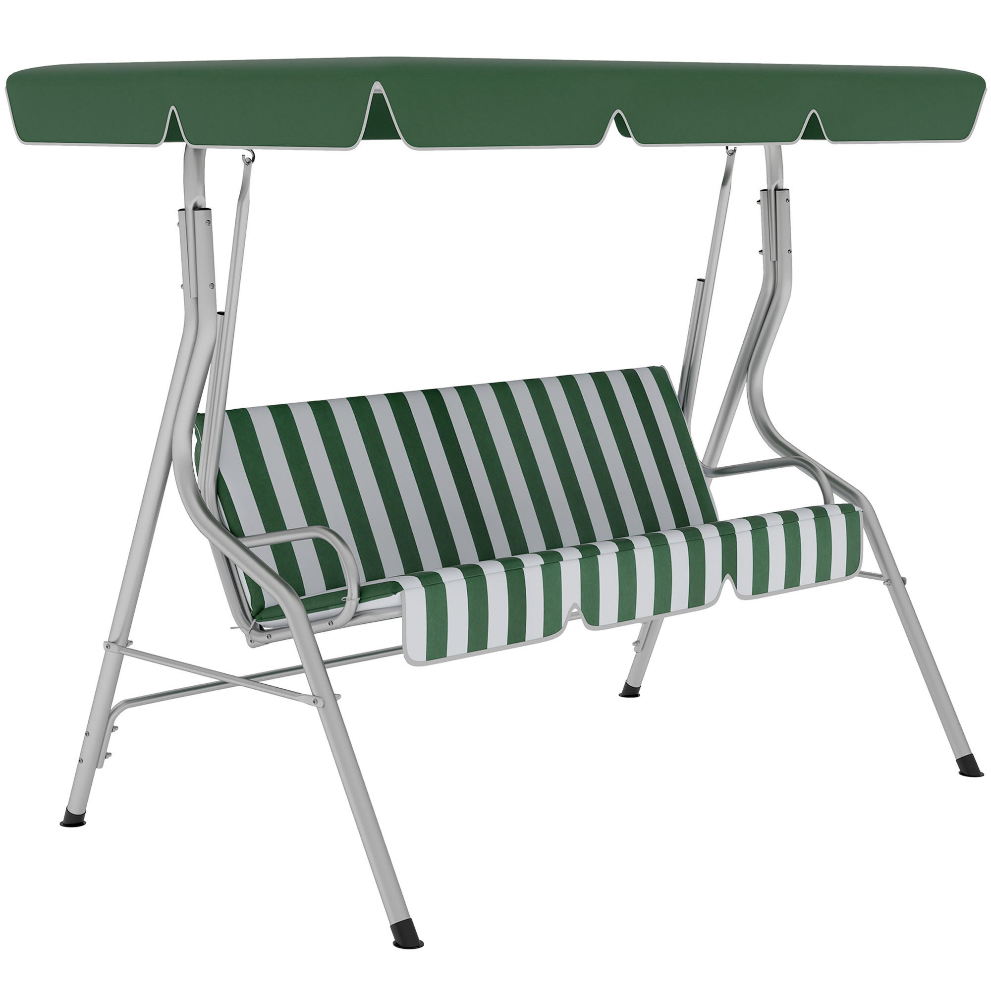 HOLLYWOODSCHAUKEL DE-15298 verstellbares Dach mit Streifenmuster Grün - Grün, Metall (110/153/170cm) - ComfortXL