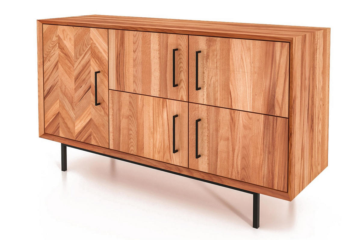 KOMMODE BREIT LEON Kernbuche - Kernbuche, Holz (144/80/45cm) - byoak