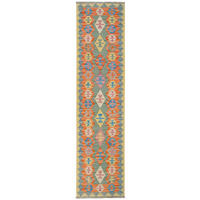 HANDWEBTEPPICH Kelim Gashgai Grün 248/61 cm Schurwolle - Grün, Textil (61/248cm) - Looma