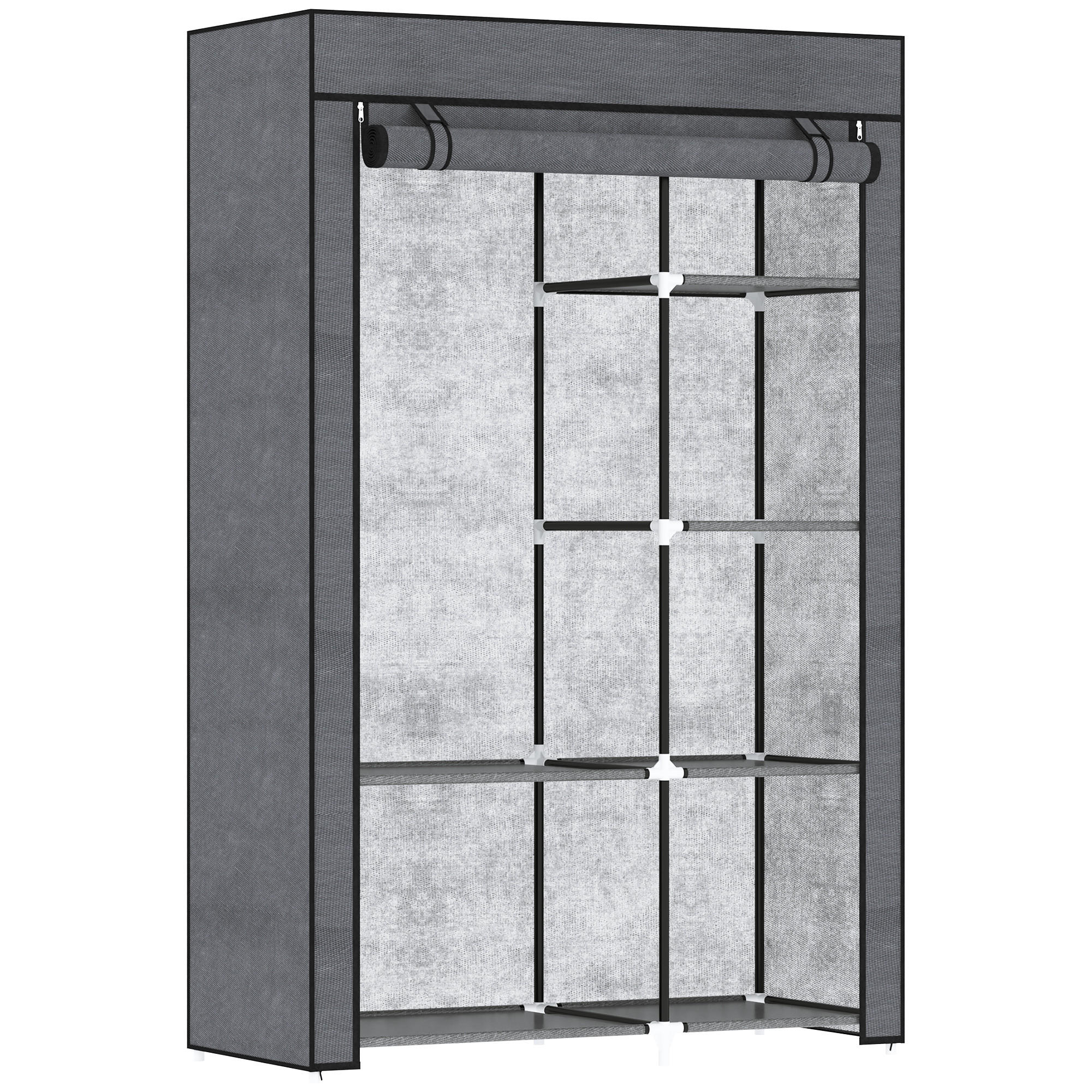 KLEIDERSCHRANK, 6 Fächern, Dunkelgrau, 103 x 43 x 162,5 cm - Dunkelgrau, Metall (103/162.5/43cm) - HOMCOM