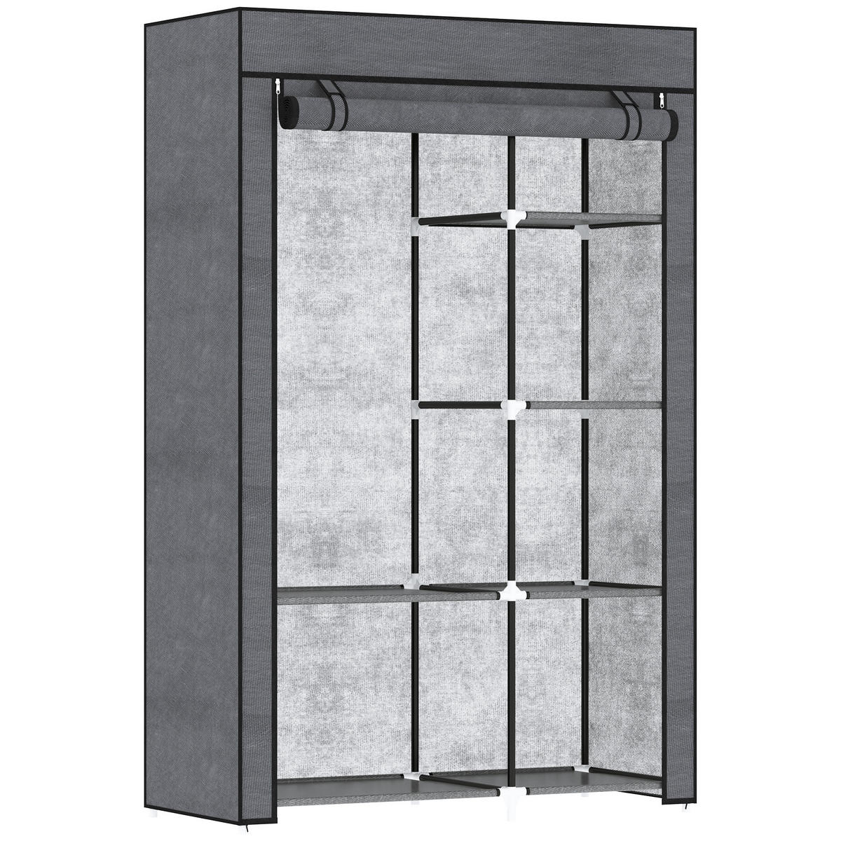 KLEIDERSCHRANK, 6 Fächern, Dunkelgrau, 103 x 43 x 162,5 cm - Dunkelgrau, Metall (103/162.5/43cm) - HOMCOM