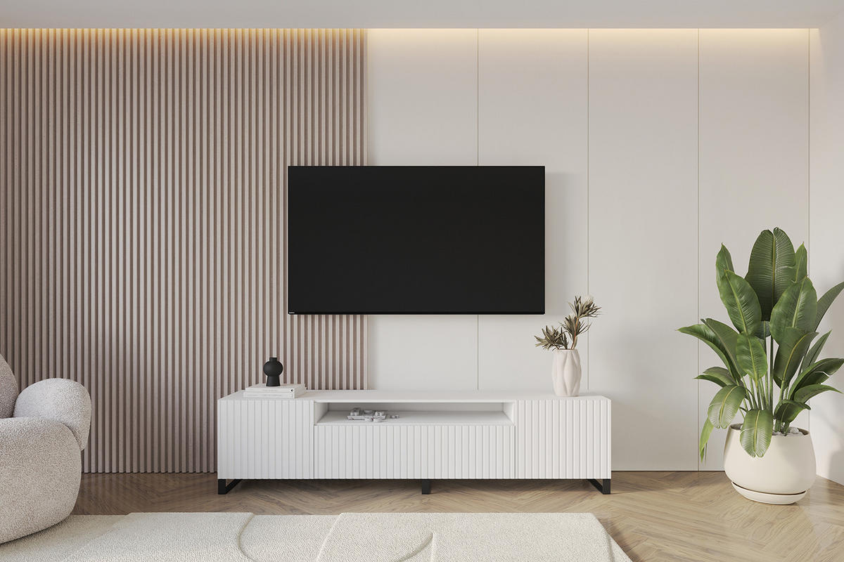 LOWBOARD KITO-S 200x53x41 cm - Weiß - Schwarz/Weiß, Holzwerkstoff (200/53/41cm) - ALTDECOR