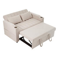 SCHLAFSOFA Baumwollstoff mit 3-fach verstellbarer Rückenlehne Beige 136/162/84 cm - Beige, Textil (84/136/162cm) - Redom