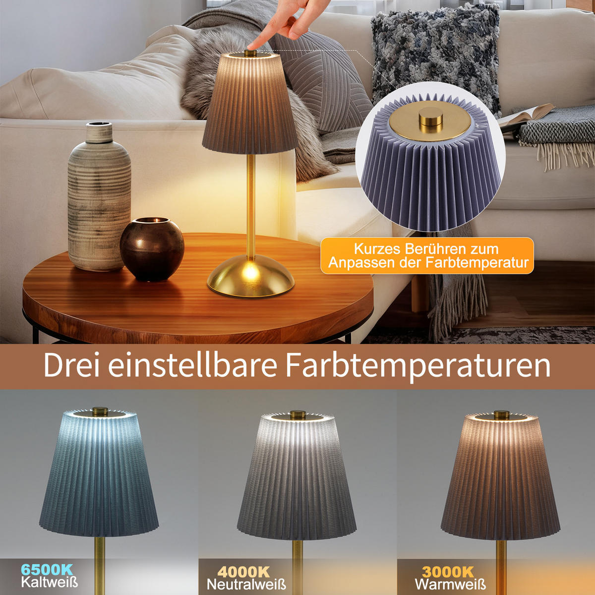 LED TISCHLAMPE Luxora 11.5/11.5/30 - Blau, Metall (11.5/11.5/30cm) - ZMH