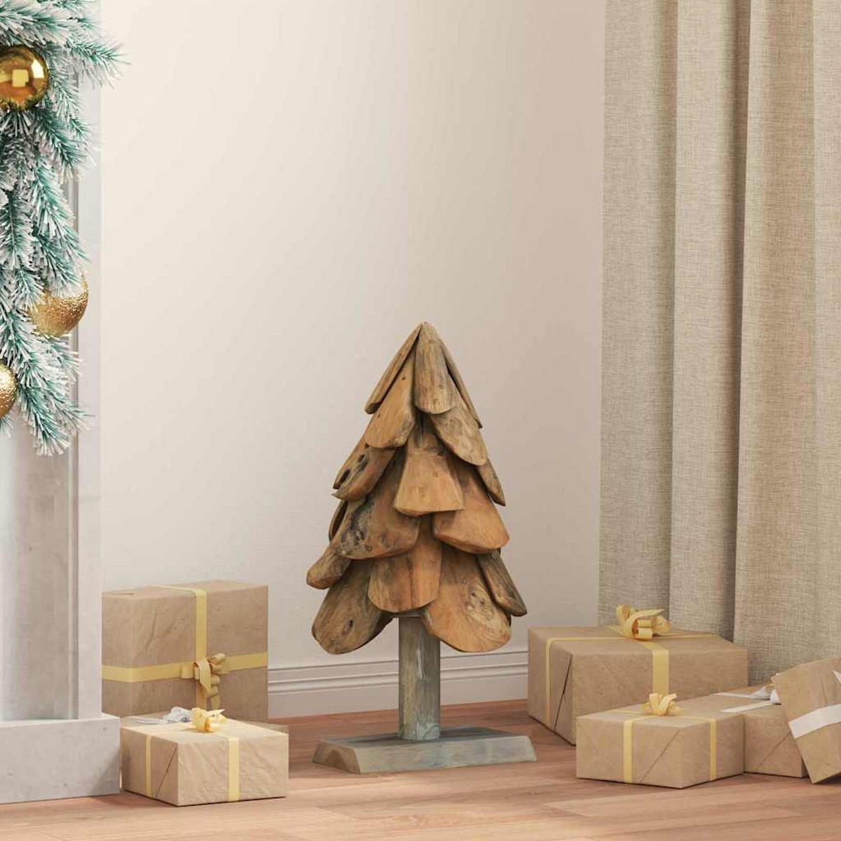 WEIHNACHTSBAUM Rustikaler 28/28/61 Cm Braun Massivholz Teak - Braun, Holz (61cm) - vidaXL