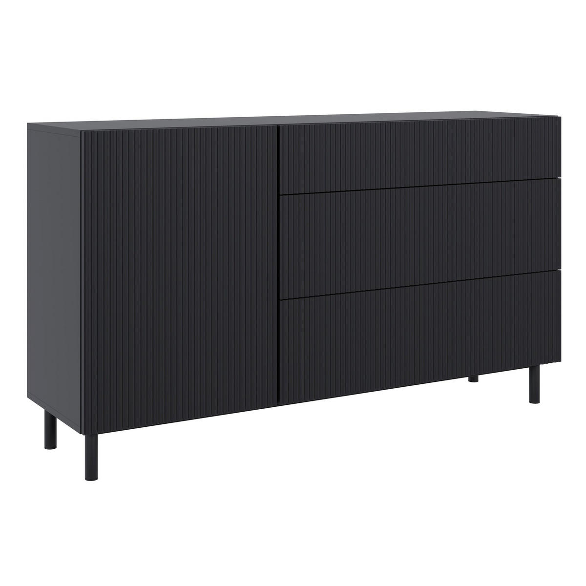 SIDEBOARD Veldio New Schwarz 140 cm - Schwarz, Holzwerkstoff/Metall (139.8/80/38cm) - Selsey
