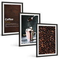 BILDER SET 3er Set - 40x60 cm Schwarzer Rahmen - Kaffeegetränk mit Schlagsahne - Schwarz, Kunststoff (40/60cm) - TULUP