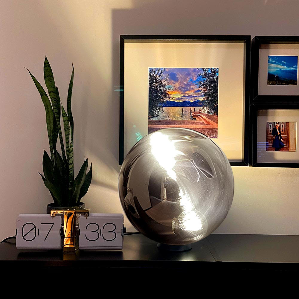 TISCHLAMPE Progress Ø 40cm Glaskugel Rauchfarben - Anthrazit, Glas (40/40cm) - s.luce