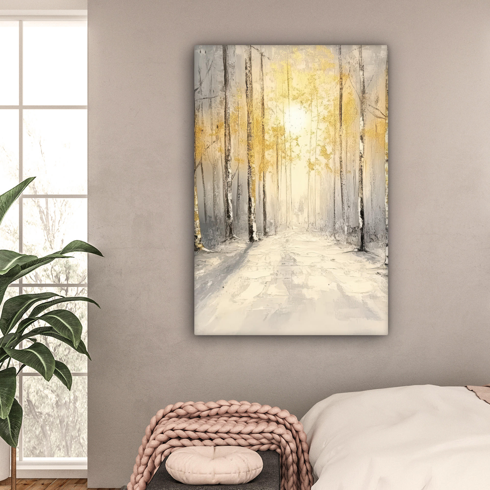 LEINWANDBILD Winter - Abstrakt - Schnee - Natur - Sonne 80x120 cm - Grau, Textil (80/120cm) - MuchoWow