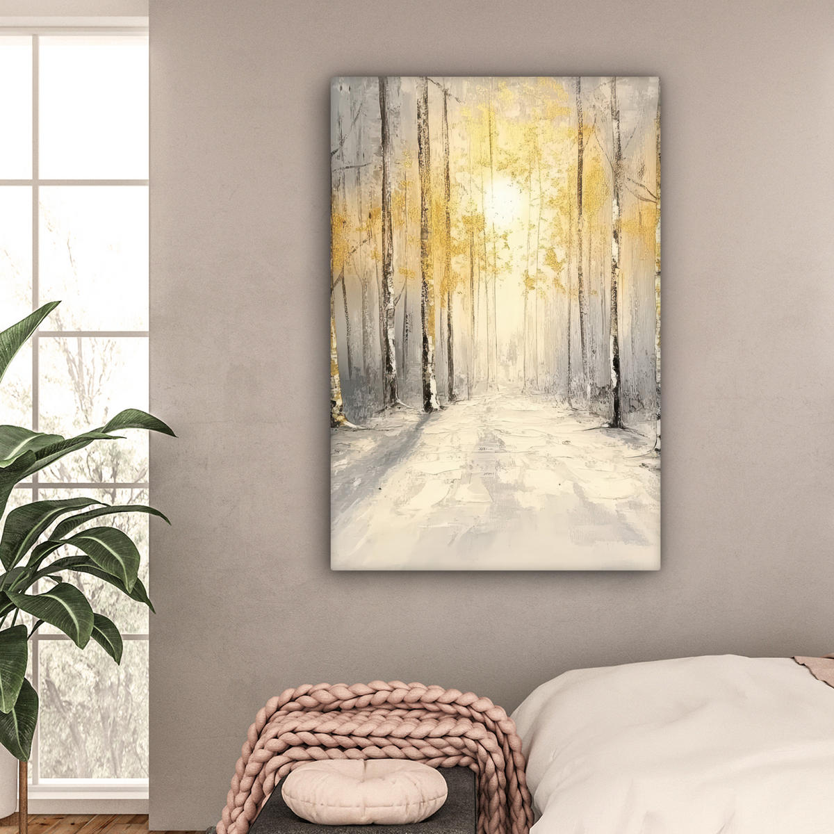 LEINWANDBILD Winter - Abstrakt - Schnee - Natur - Sonne 80x120 cm - Grau, Textil (80/120cm) - MuchoWow