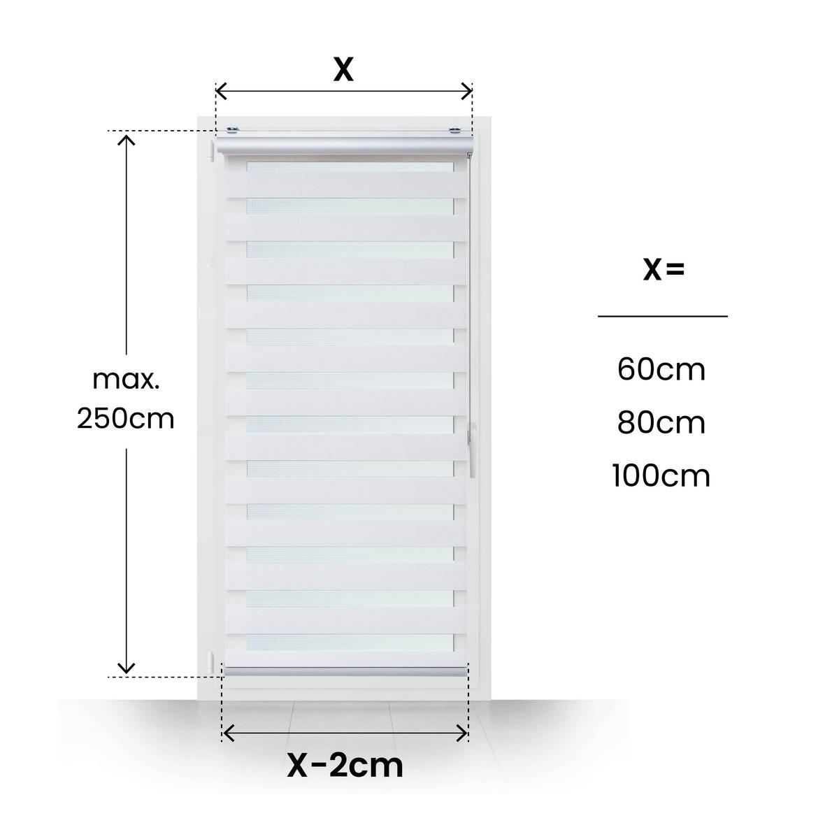 TAG-UND-NACHT-ROLLO Plus Easyfix Weiß 100x250 - Weiß, Kunststoff (100/250/1cm) - STORESDECO