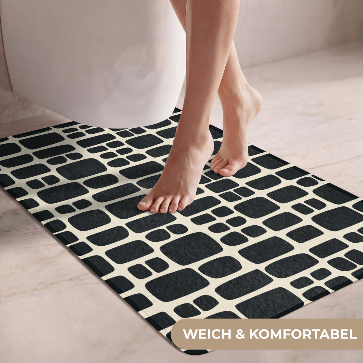 WC PŘEDLOŽKA Moderní - organické - černé 60x90 cm - antracitová, textil/plast (60/1cm) - OnlyWow