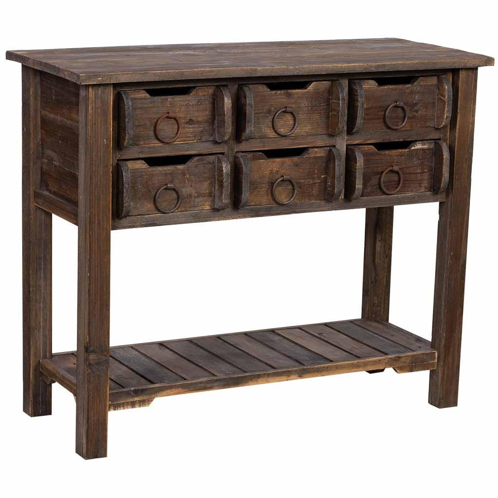 FLURTISCH aus holz mit 6 schubladen 105x45x82 cm - Braun, Holz (45/105/82cm) - Wanderlust
