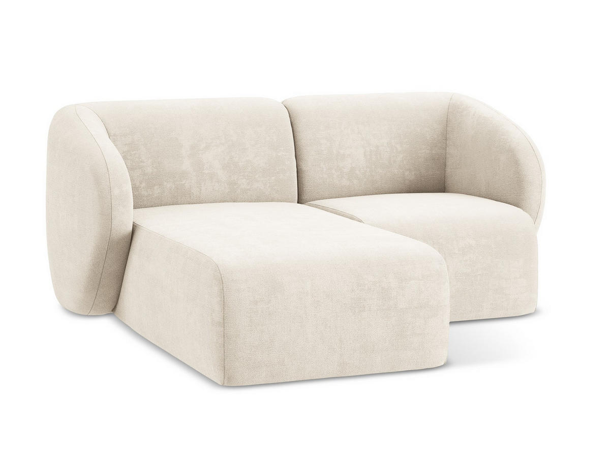 ECKSOFA Links Chenille Stoff Beige - Creme/Schwarz, Holzwerkstoff/Kunststoff (178/166cm) - Makamii