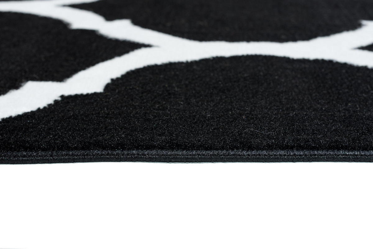 TEPPICH LUXURY Schwarz Marokkanisch Rauten 140/200 cm - Schwarz, Textil (140/200cm) - Tapiso
