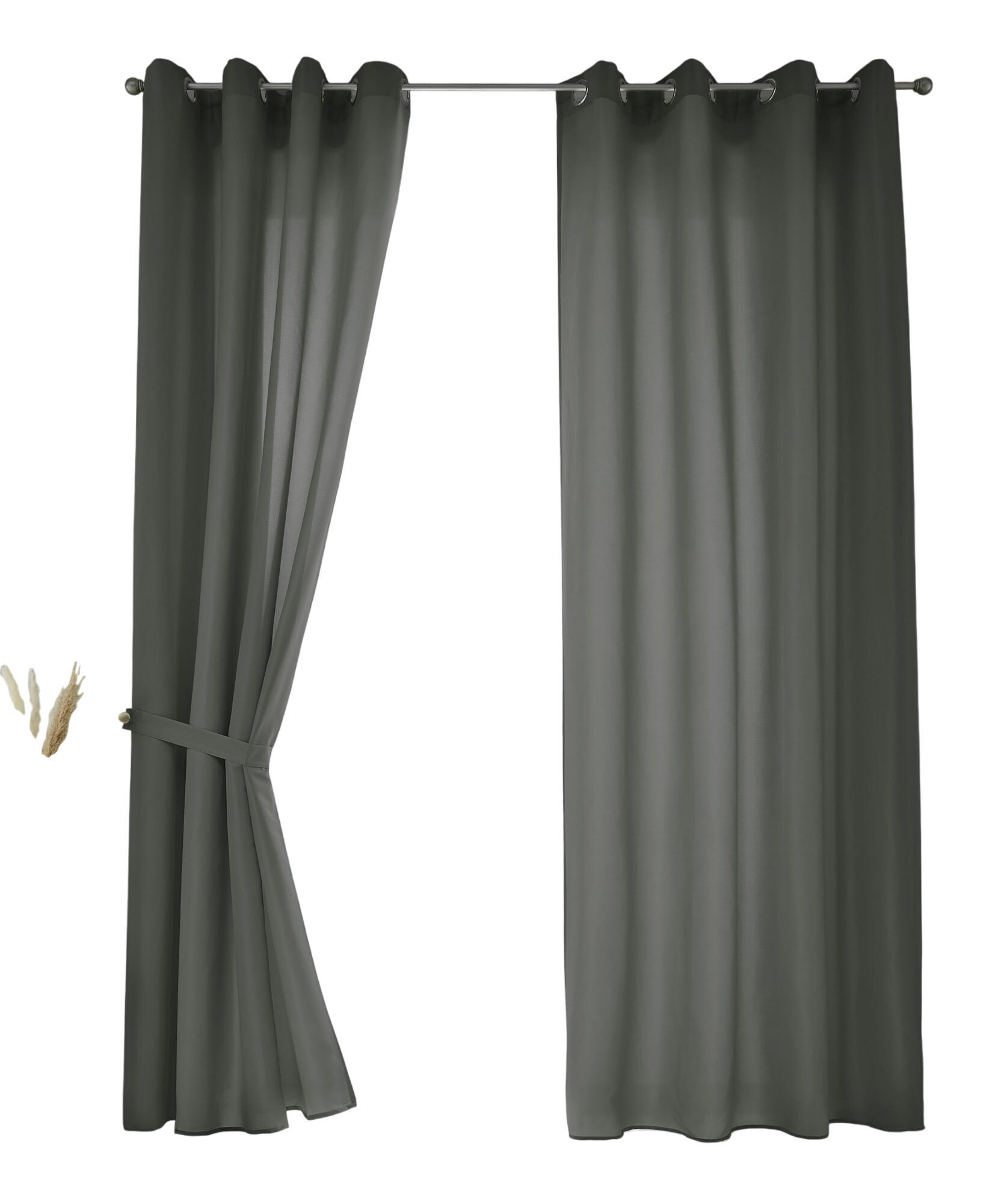 VORHANG 2ER SET BERLIN HxB 175x140cm Dunkelgrau - Dunkelgrau, Textil (140/175/175cm) - Gardinenbox