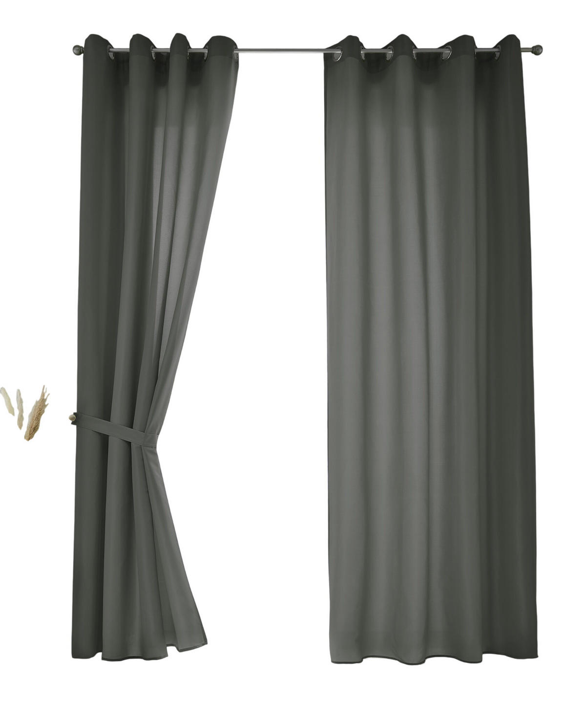 VORHANG 2ER SET BERLIN HxB 225x140cm Dunkelgrau - Dunkelgrau, Textil (140/225/1cm) - Gardinenbox