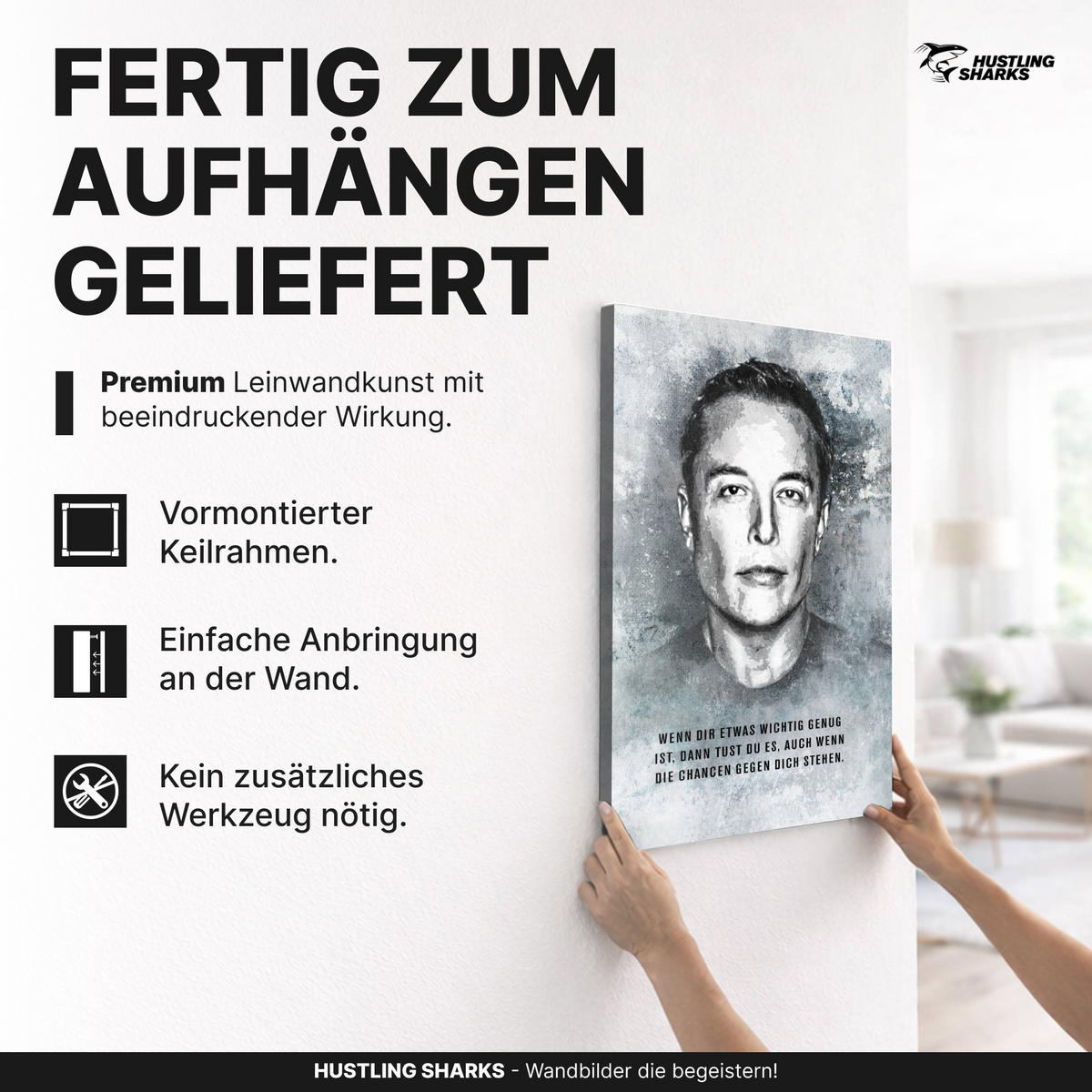 LEINWANDBILD Tue was Du liebst 40x60 cm - Weiß, Papier (40/2cm) - Hustling Sharks
