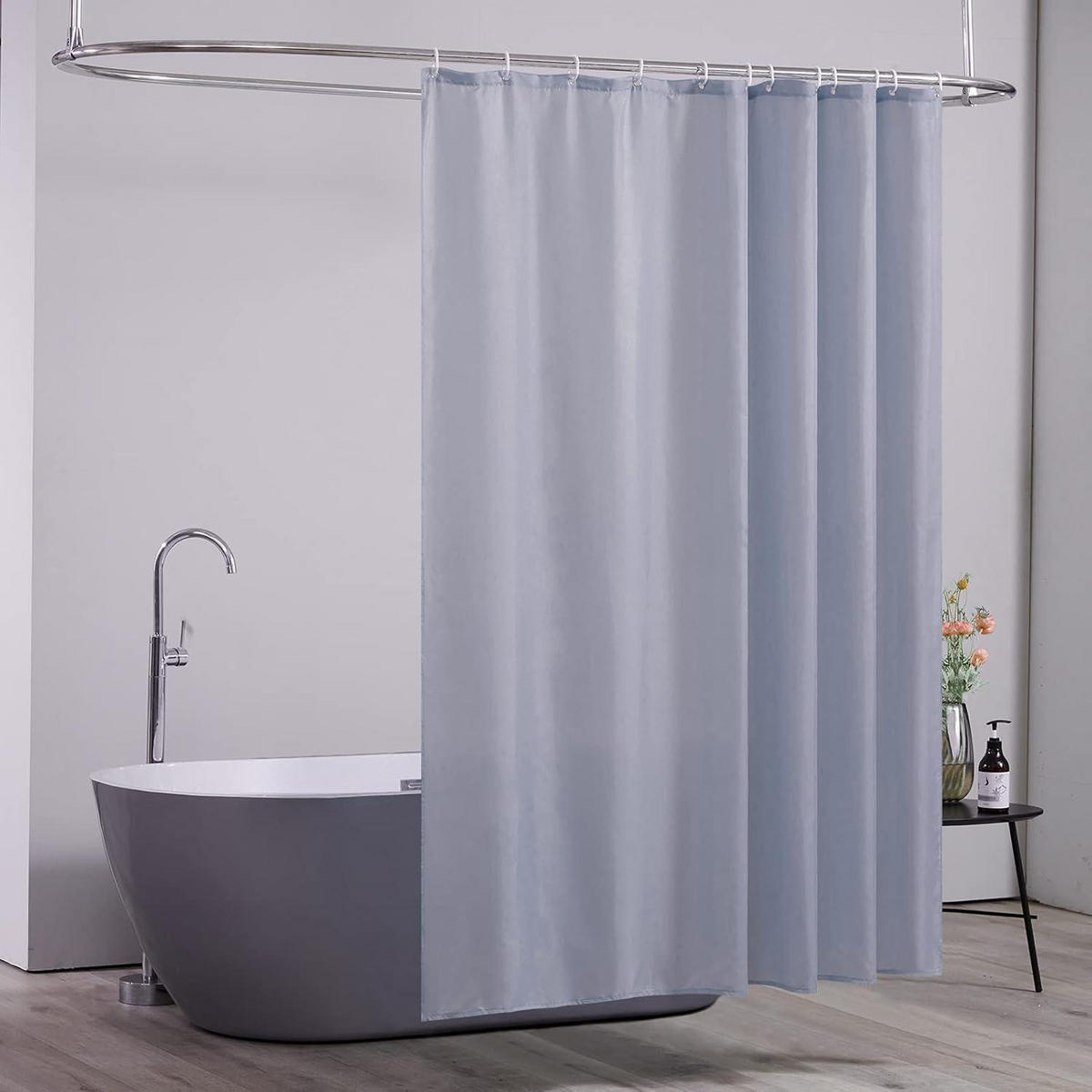 DUSCHVORHANG 180 x 180 cm Grau Blau Polyester wasserabweisend waschbar - Blau, Textil (180/180cm)