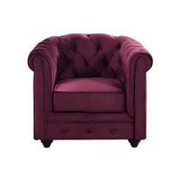 SESSEL mit gerader Rückenlehne - 1 Person - samt - bordeaux Chesterfield - Bordeaux, Textil (82/72/78cm) - Vente-Unique