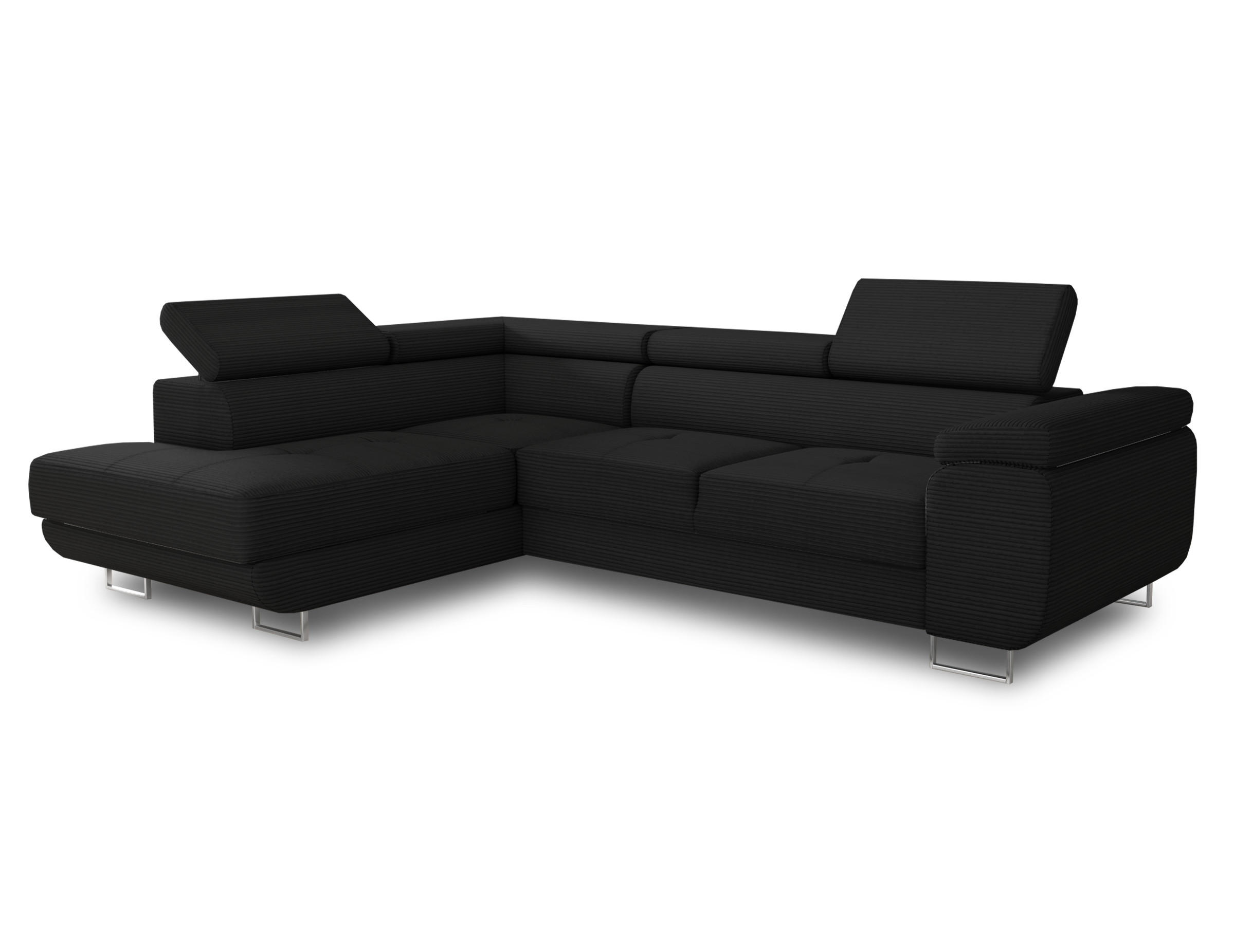 ECKSOFA Caris Cord, Seite: Links - Schwarz, Holz/Textil (273/203cm) - Sofnet