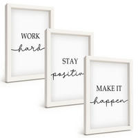 BILDER SET 3er Set - 20x30 cm Weißer Rahmen - Minimalistische Motivationsinschriften - Weiß, Kunststoff (20/30cm) - TULUP
