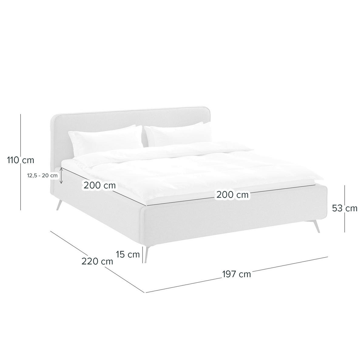 POLSTERBETT - Grau, Textil (200/200cm) - home24